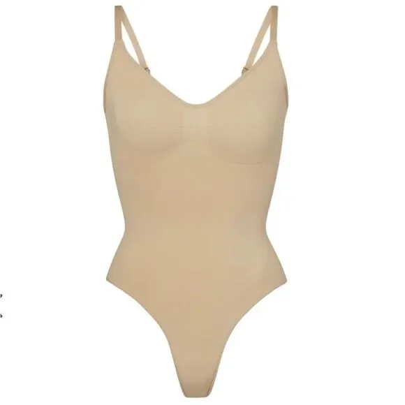 SKIMS Seamless Sculpt Shaping Seamless Thong Bodysuit In Clay Nude 4XL